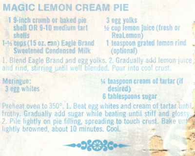 Magic Lemon Cream Pie Recipe Clipping