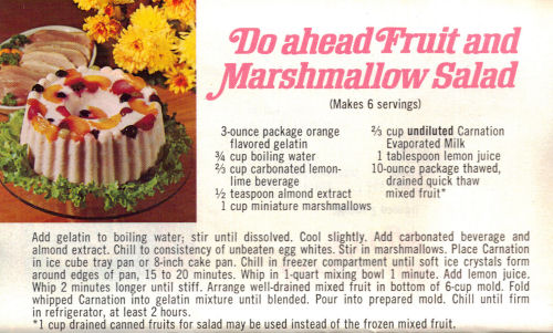Do Ahead Fruit And Marshmallow Salad Vintage Recipe