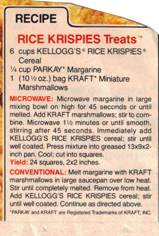 Original Rice Krispies Treats Recipe