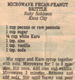 Microwave Pecan-Peanut Brittle Recipe Clipping