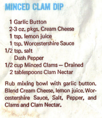 Minced Clam Dip Recipe Clipping