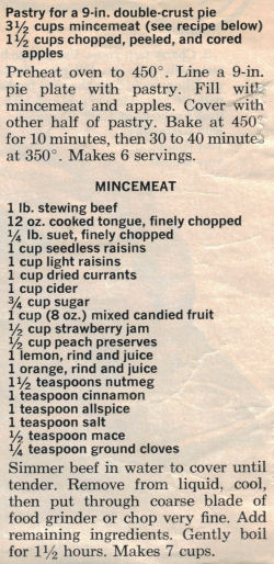 Mincemeat Pie Recipe Clipping