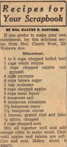 Mincemeat Recipe Clipping - Vintage