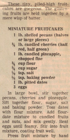 Miniature Fruitcakes Recipe Clipping