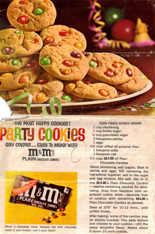 M&M's Party Cookies Recipe Clipping