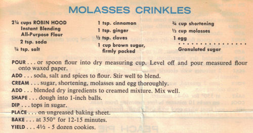 Molasses Crinkles Recipe Clipping