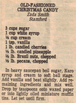 Old-Fashioned Christmas Candy Recipe Clipping