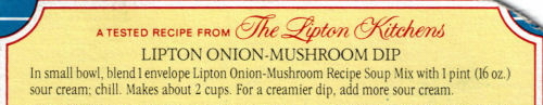 Lipton's Onion-Mushroom Dip Recipe