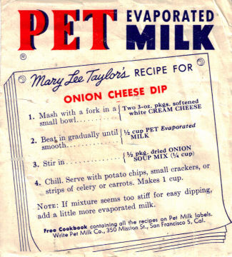 Mary Lee Taylor's Onion Cheese Dip Recipe Label