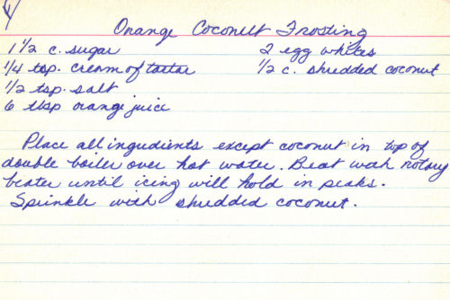 Orange Coconut Frosting Recipe Card