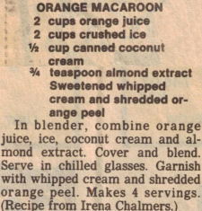 Orange Macaroon Party Drink Recipe Clipping