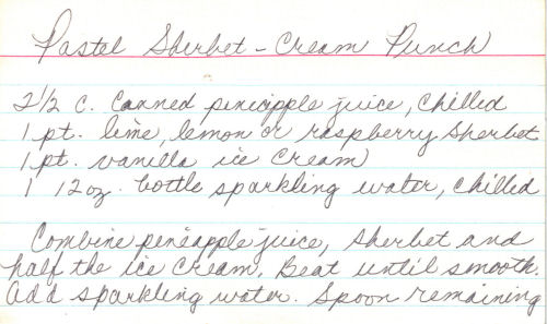 Pastel Sherbet-Cream Punch Recipe Card