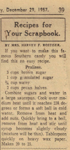 Pralines Recipe Clipping