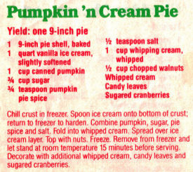 Pumpkin 'n Cream Pie Recipe Clipping
