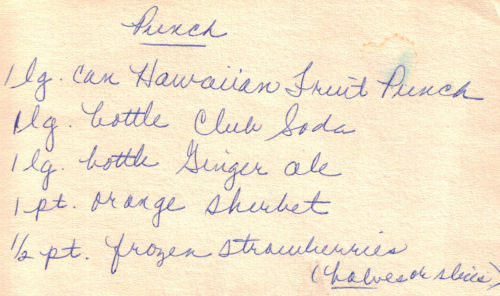 Handwritten Punch Recipe Card