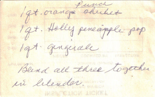 Vintage Handwritten Punch Recipe