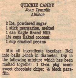 Quickie Candy Recipe Clipping