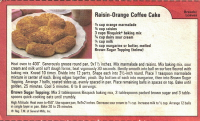 Raisin Orange Coffee Cake Recipe Card - Click To View Larger