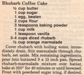 Rhubarb Coffee Cake Recipe Clipping