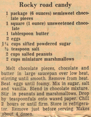 Rocky Road Candy Recipe Clipping