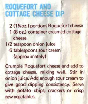 Roquefort And Cottage Cheese Dip Recipe Clipping