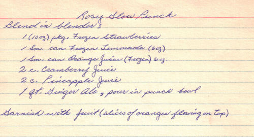 Rosy Glow Punch Recipe Card