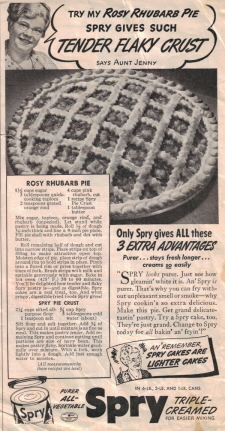 Rosy Rhubarb Pie - Vintage Spry Recipe - Click To View Larger