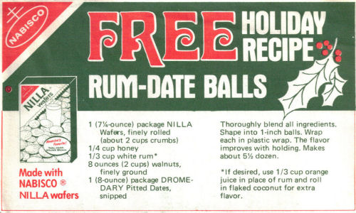 Rum Date Balls Recipe Card