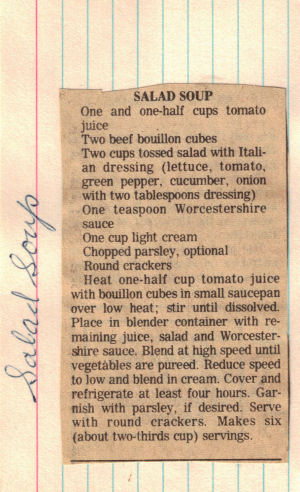 Salad Soup Recipe Clipping