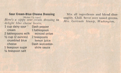Sour Cream Blue Cheese Dressing - Recipe Clipping