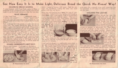 Speed Bake Without Kneading - Vintage Recipe Sheet - Click To View Larger