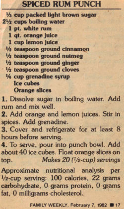 Spiced Rum Punch Recipe Clipping