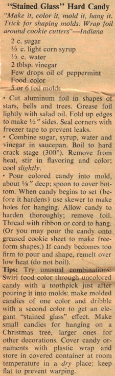 Stained Glass Hard Candy Recipe Clipping