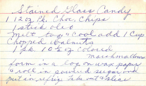 Handwritten Recipe For Stained Glass Candy