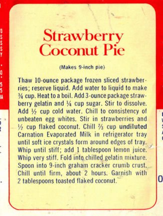Strawberry Coconut Pie Recipe Clipping