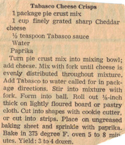 Tabasco Cheese Crisps Recipe Clipping