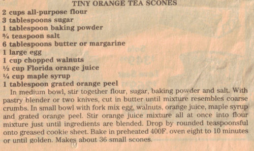 Tiny Orange Tea Scones Recipe Clipping