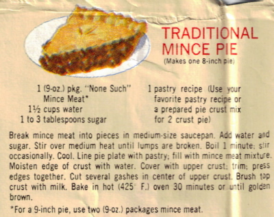Traditional Mince Pie Recipe Clipping