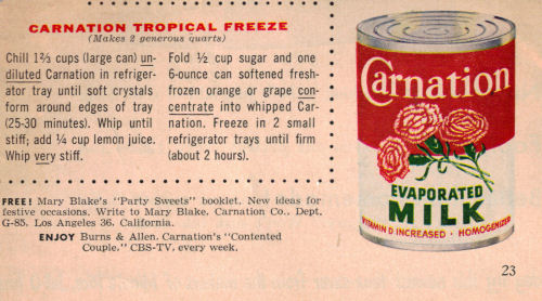 Carnation Tropical Freeze Recipe Clipping