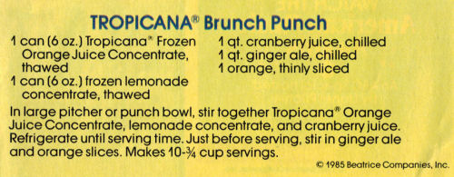 Tropicana Brunch Punch Recipe Clipping