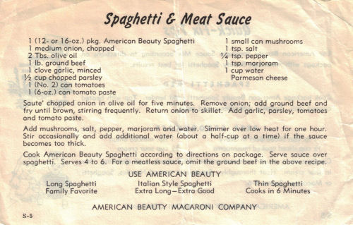American Beauty Spaghetti & Meat Sauce Recipe