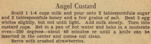 Recipe Clipping For Angel Custard