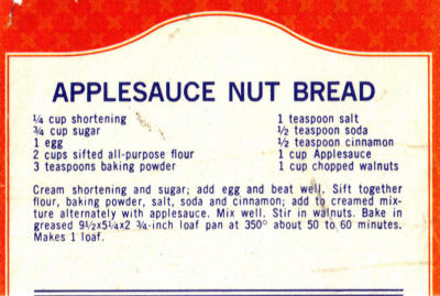 Recipe For Applesauce Nut Bread