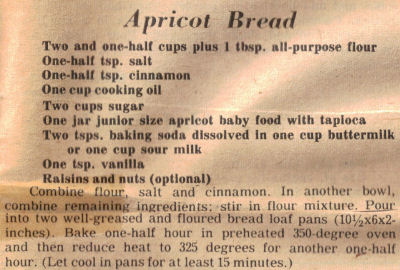 Recipe Clipping For Apricot Bread