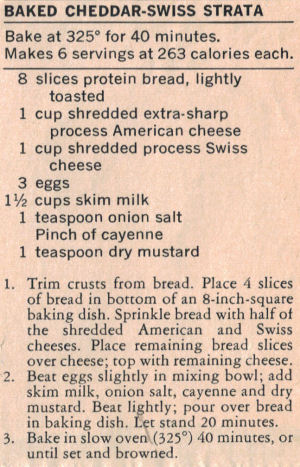 Recipe Clipping For Baked Cheddar-Swiss Strata