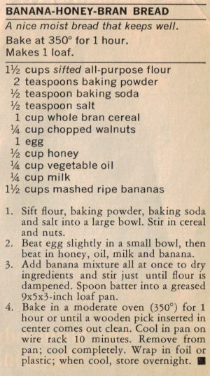 Recipe For Banana-Honey-Bran Bread