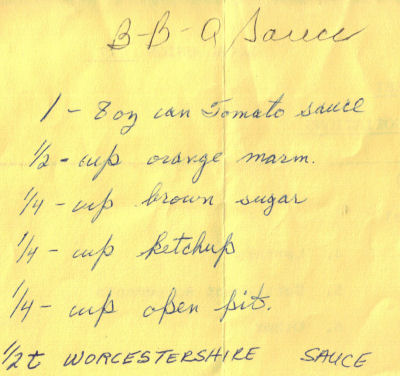 Handwritten BBQ Sauce Recipe