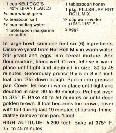 Bran Flakes And Hot Roll Mix Bread Recipe