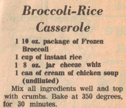 Recipe Clipping For Broccoli-Rice Casserole