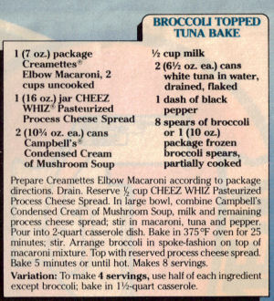 Broccoli Topped Tuna Bake Recipe Clipping